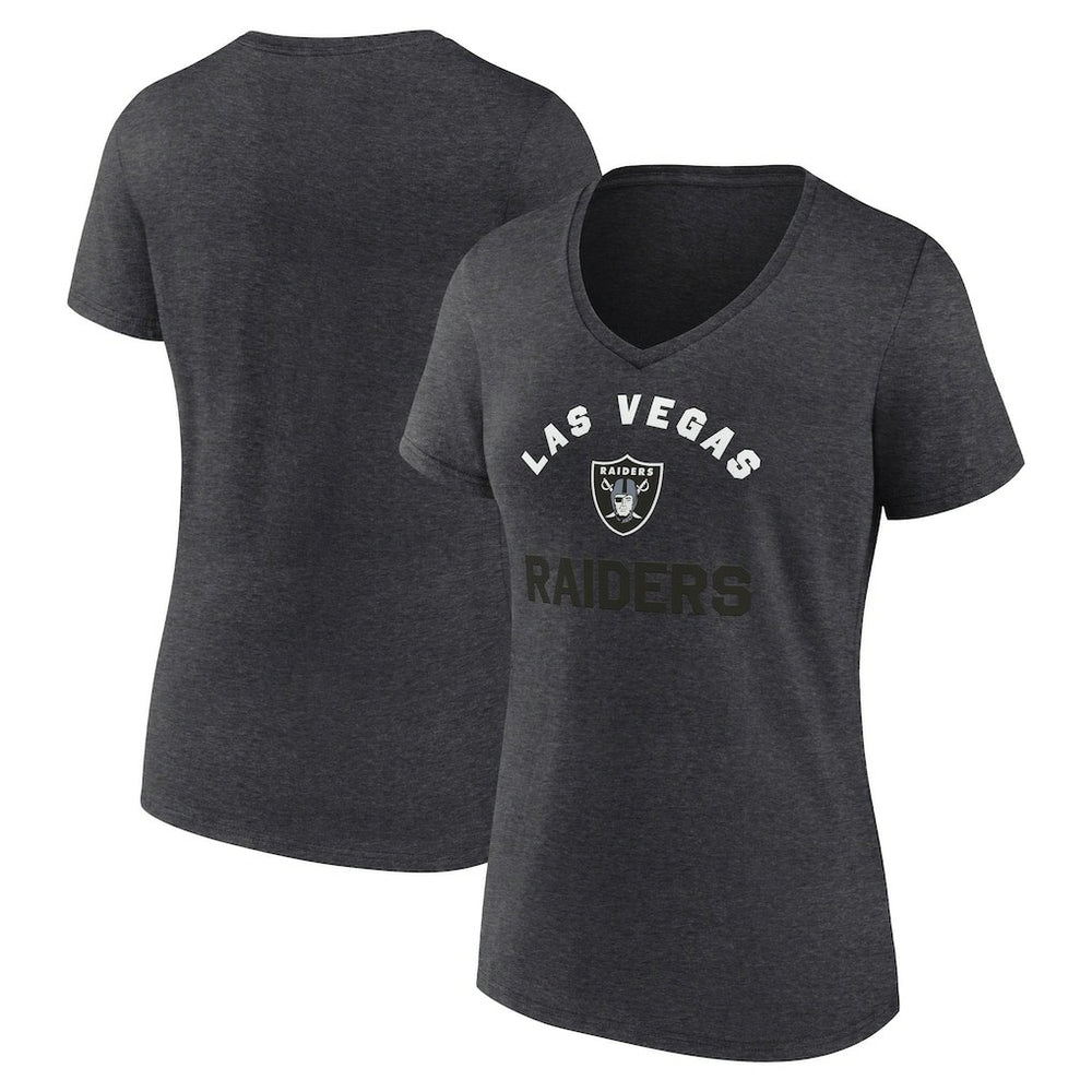 Las Vegas Raiders Logo Athletic Women's Unrivaled V-Neck T-Shirt Heather Charcoal | NFL