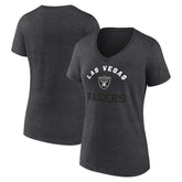 Las Vegas Raiders Logo Athletic Women's Unrivaled V-Neck T-Shirt Heather Charcoal | NFL