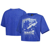 Detroit Lions New Era Women's Cropped Boxy Sport Classics Mineral Wash T-Shirt Blue | NFL