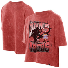 San Francisco 49ers New Era Women's Cropped Boxy Sport Classics Mineral Wash T-Shirt Scarlet | NFL