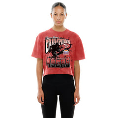 San Francisco 49ers New Era Women's Cropped Boxy Sport Classics Mineral Wash T-Shirt Scarlet | NFL