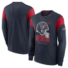 Houston Texans Rewind Playback Helmet Long Sleeve T-Shirt Heather Navy | Nike for Sale