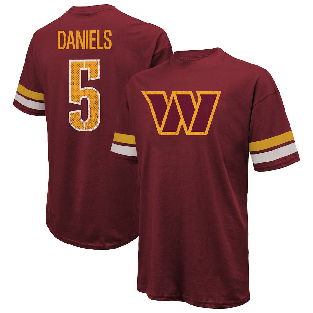 Jayden Daniels Washington Commanders Majestic Threads Name & Number Oversize Fit T-Shirt Burgundy | NFL