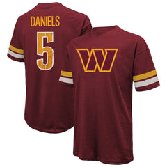 Jayden Daniels Washington Commanders Majestic Threads Name & Number Oversize Fit T-Shirt Burgundy | NFL