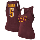 Jayden Daniels Washington Commanders Majestic Threads Women's Name & Number Tri-Blend Scoop Neck Tank Top Burgundy | NFL