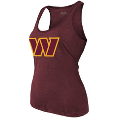 Jayden Daniels Washington Commanders Majestic Threads Women's Name & Number Tri-Blend Scoop Neck Tank Top Burgundy | NFL