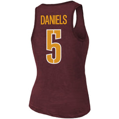 Jayden Daniels Washington Commanders Majestic Threads Women's Name & Number Tri-Blend Scoop Neck Tank Top Burgundy | NFL