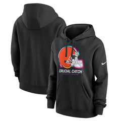 Cleveland Browns Women's 2024 NFL Crucial Catch Club Pullover Hoodie Black | Nike for Sale