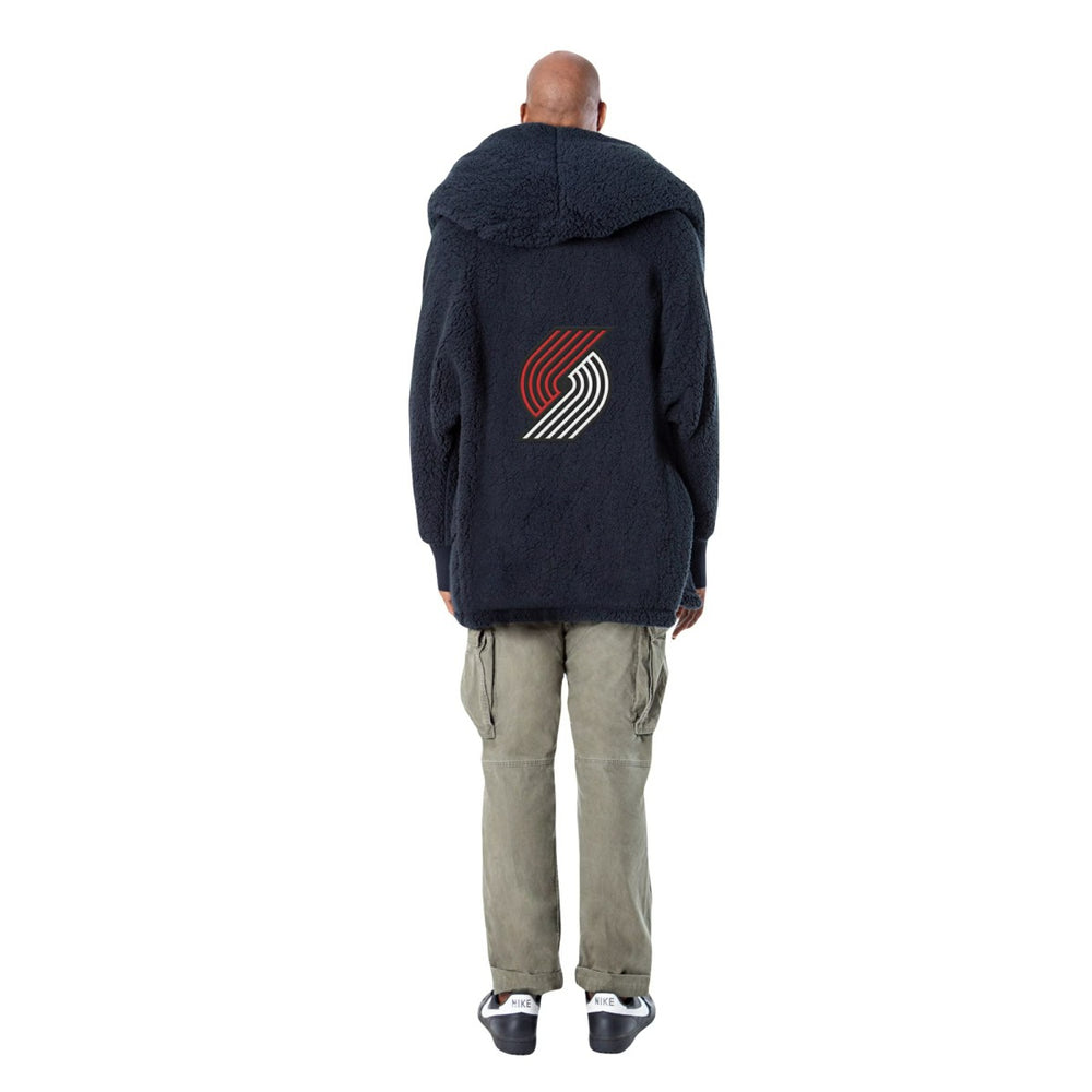 The Best Lounger in the World By Jill Martin Portland Trail Blazers Unisex Black Oversized Open-Front Hoodie Sweater - NBA