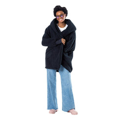 The Best Lounger in the World By Jill Martin Utah Jazz Unisex Black Oversized Open-Front Hoodie Sweater - NBA