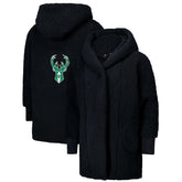 The Best Lounger in the World By Jill Martin Milwaukee Bucks Unisex Black Oversized Open-Front Hoodie Sweater - NBA