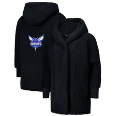 The Best Lounger in the World By Jill Martin Charlotte Hornets Unisex Black Oversized Open-Front Hoodie Sweater - NBA