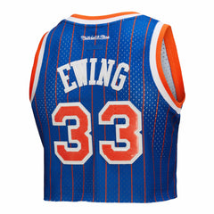 Patrick Ewing New York Knicks x DANNIJO Women's Fashion Cropped Basketball Jersey Royal - NBA