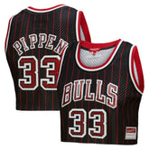 Scottie Pippen Chicago Bulls x DANNIJO Women's Fashion Cropped Basketball Jersey Black - NBA