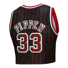 Scottie Pippen Chicago Bulls x DANNIJO Women's Fashion Cropped Basketball Jersey Black - NBA