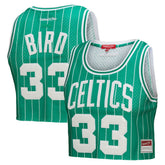 Larry Bird Boston Celtics x DANNIJO Women's Fashion Cropped Basketball Jersey Kelly Green - NBA