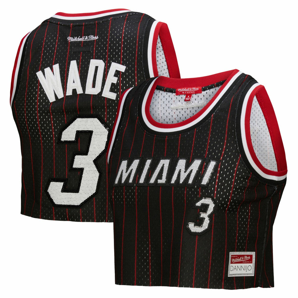 Dwyane Wade Miami Heat x DANNIJO Women's Fashion Cropped Basketball Jersey Black - NBA