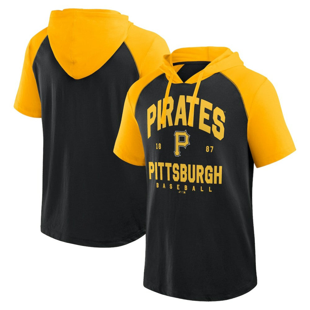 Pittsburgh Pirates Logo Athletic Prime Raglan Short Sleeve Hoodie T-Shirt - MLB