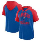 Texas Rangers Logo Athletic Prime Raglan Short Sleeve Hoodie T-Shirt - MLB