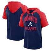 Atlanta Braves Logo Athletic Prime Raglan Short Sleeve Hoodie T-Shirt - MLB