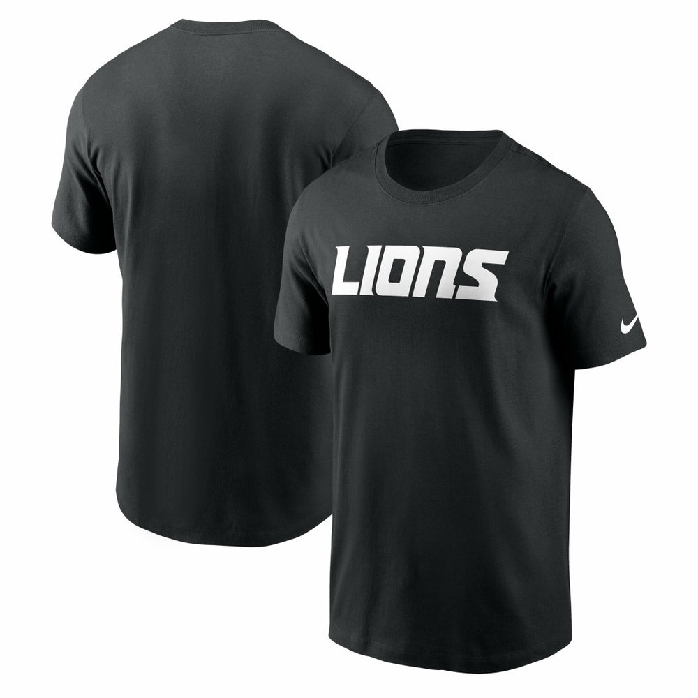 Detroit Lions Primetime Wordmark Essential T-Shirt Black | Nike for Sale