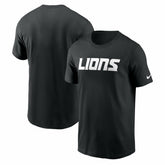 Detroit Lions Primetime Wordmark Essential T-Shirt Black | Nike for Sale