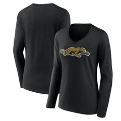 Jacksonville Jaguars Women's Classic Logo Long Sleeve V-Neck T-Shirt Black | NFL
