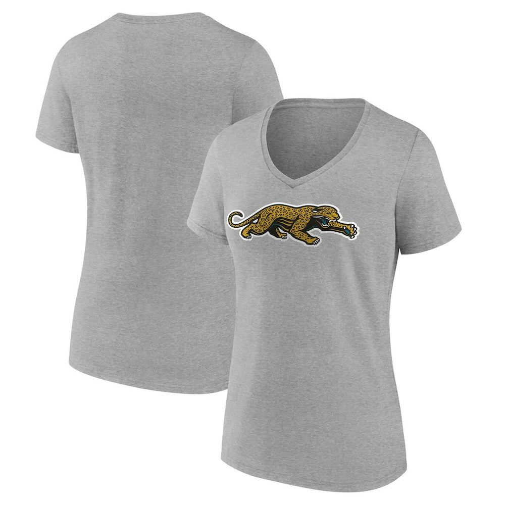 Jacksonville Jaguars Women's Classic Logo V-Neck T-Shirt Gray | NFL