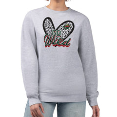 Minnesota Wild G-III 4Her by Carl Banks Women's Animal Print Heart Fleece Pullover Sweatshirt - Heather Gray - NHL