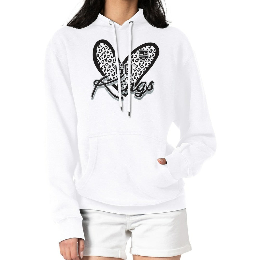 Los Angeles Kings G-III 4Her by Carl Banks Women's Animal Print Heart Fleece Pullover Hoodie - White - NHL