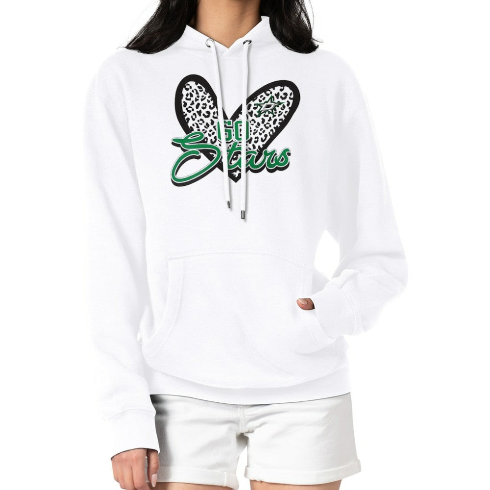 Dallas Stars G-III 4Her by Carl Banks Women's Animal Print Heart Fleece Pullover Hoodie - White - NHL
