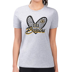 Boston Bruins G-III 4Her by Carl Banks Women's Super-Slim Fit Lightweight Animal Print Heart T-Shirt - Heather Gray - NHL
