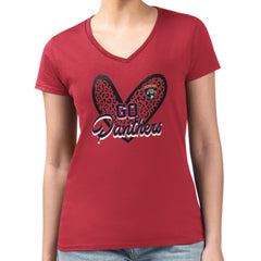 Florida Panthers G-III 4Her by Carl Banks Women's Super-Slim Fit Lightweight Animal Print Heart V-Neck T-Shirt - Red - NHL