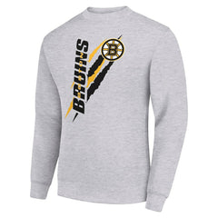 Boston Bruins Starter Color Scratch Pullover Sweatshirt - Heather Gray - NHL