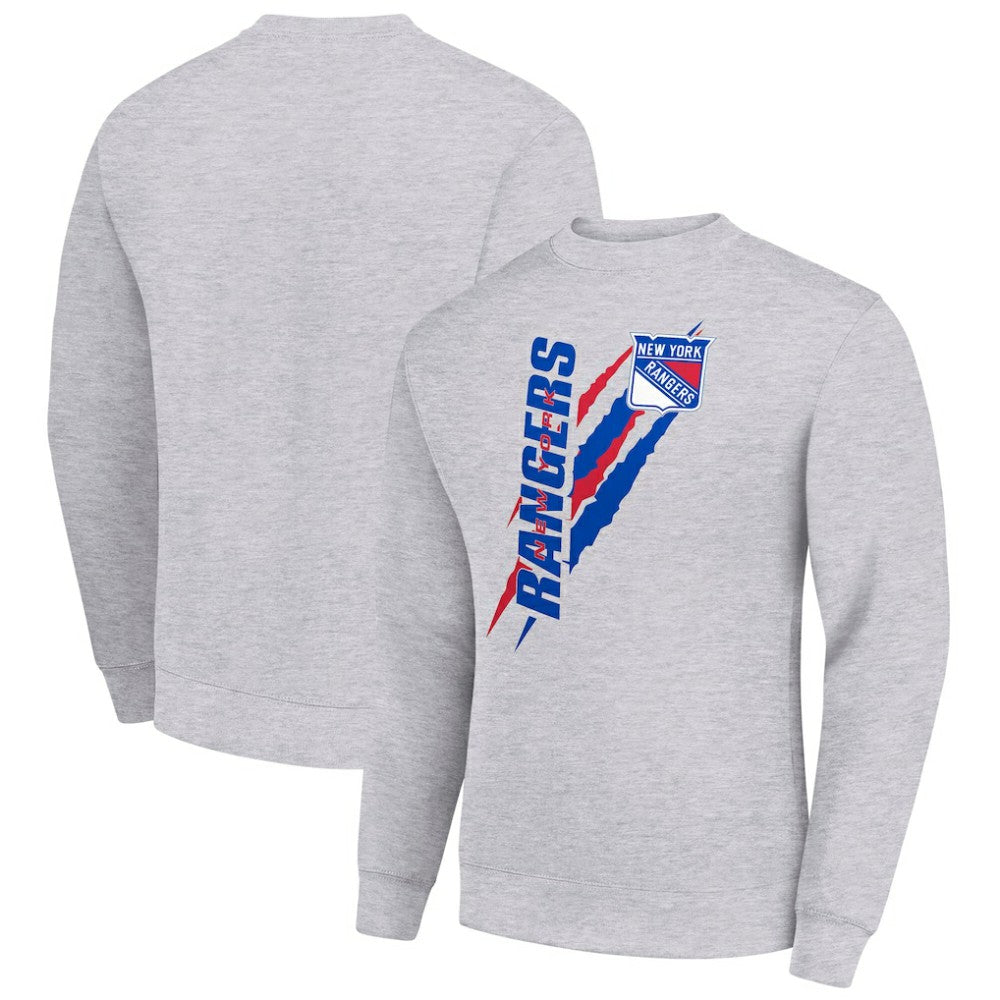 New York Rangers Starter Color Scratch Pullover Sweatshirt - Heather Gray - NHL