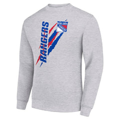 New York Rangers Starter Color Scratch Pullover Sweatshirt - Heather Gray - NHL