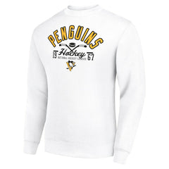Pittsburgh Penguins Starter Stick And Puck Logo Fleece Pullover Sweatshirt - White - NHL