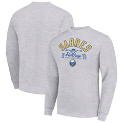 Buffalo Sabres Starter Stick And Puck Logo Fleece Pullover Sweatshirt - Heather Gray - NHL