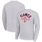 Calgary Flames Starter Stick And Puck Logo Fleece Pullover Sweatshirt - Heather Gray - NHL