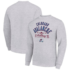 Colorado Avalanche Starter Stick And Puck Logo Fleece Pullover Sweatshirt - Heather Gray - NHL