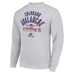Colorado Avalanche Starter Stick And Puck Logo Fleece Pullover Sweatshirt - Heather Gray - NHL