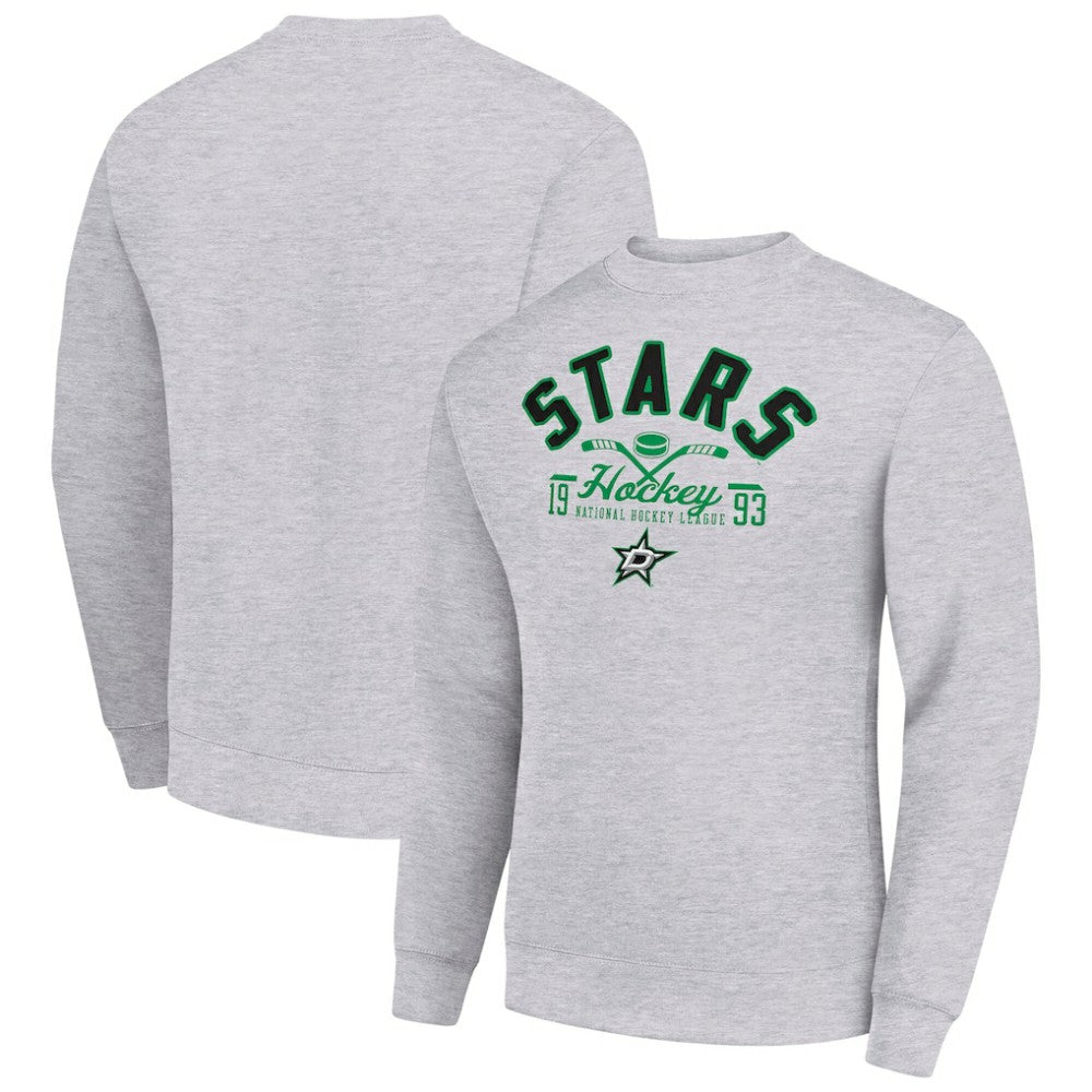 Dallas Stars Starter Stick And Puck Logo Fleece Pullover Sweatshirt - Heather Gray - NHL