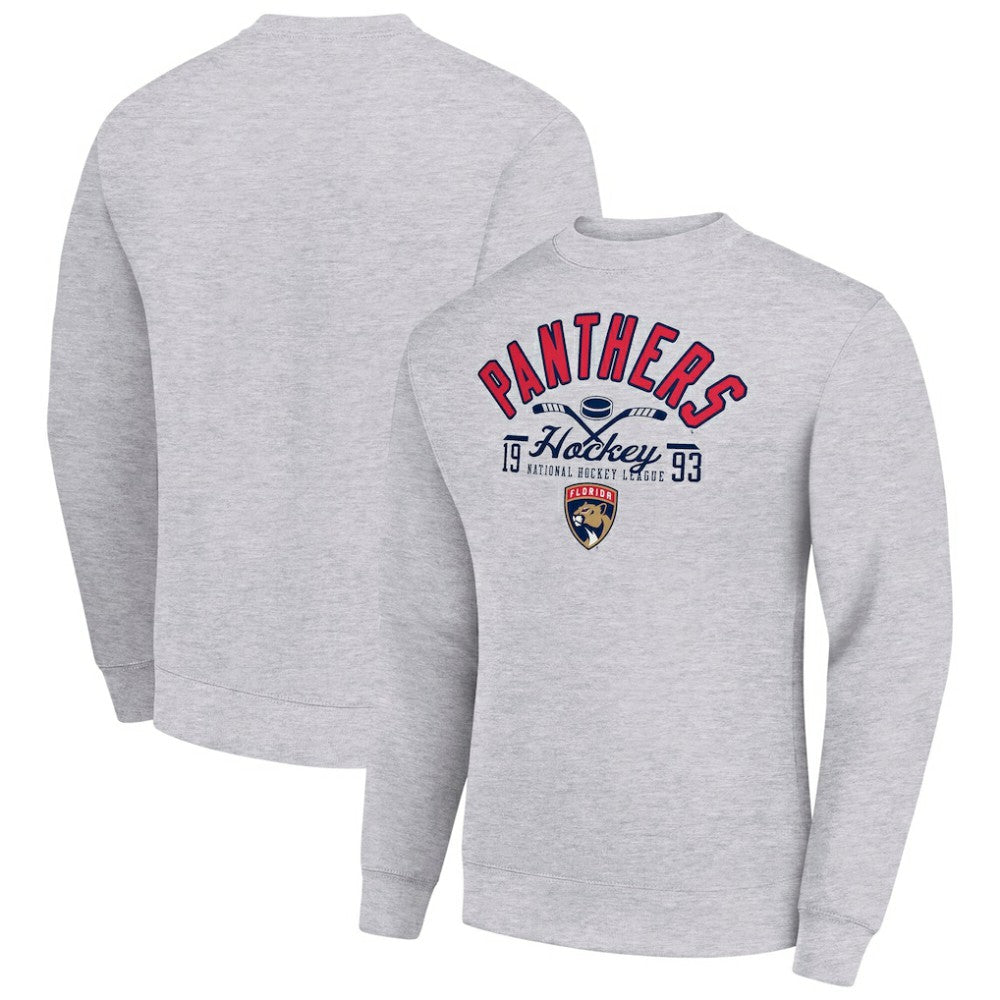 Florida Panthers Starter Stick And Puck Logo Fleece Pullover Sweatshirt - Heather Gray - NHL