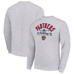 Florida Panthers Starter Stick And Puck Logo Fleece Pullover Sweatshirt - Heather Gray - NHL