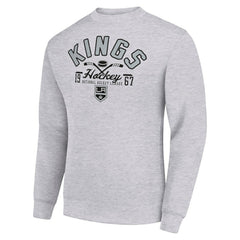 Los Angeles Kings Starter Stick And Puck Logo Fleece Pullover Sweatshirt - Heather Gray - NHL