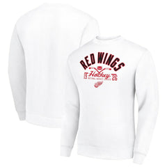 Detroit Red Wings Starter Stick And Puck Logo Fleece Pullover Sweatshirt - White - NHL