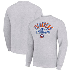 New York Islanders Starter Stick And Puck Logo Fleece Pullover Sweatshirt - Heather Gray - NHL