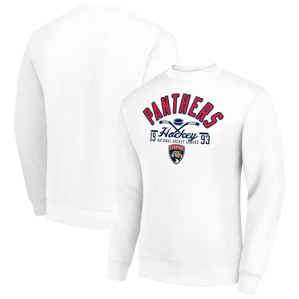 Florida Panthers Starter Stick And Puck Logo Fleece Pullover Sweatshirt - White - NHL