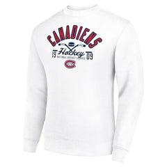 Montreal Canadiens Starter Stick And Puck Logo Fleece Pullover Sweatshirt - White - NHL