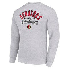 Ottawa Senators Starter Stick And Puck Logo Fleece Pullover Sweatshirt - Heather Gray - NHL